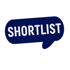 SHORTLIST wording on Speech bubbles blue cylinder