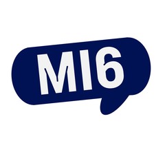 MI6 wording on Speech bubbles blue cylinder