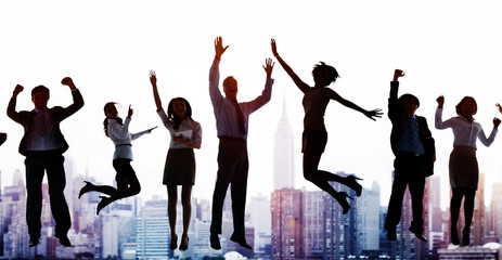 Obraz premium Business People Celebration Success Jumping Ecstatic Concept