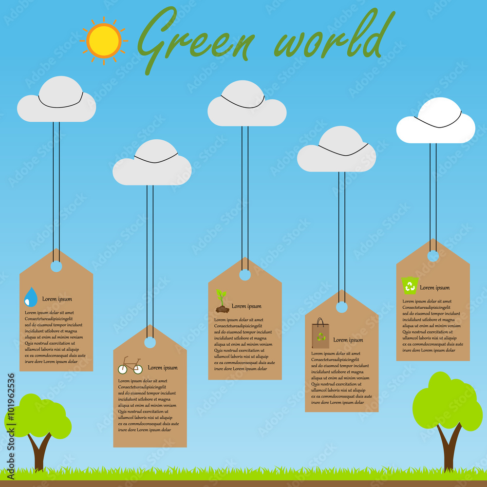 Wall mural green infographic