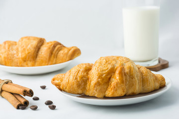 Tasty fresh croissants bread for breakfast.