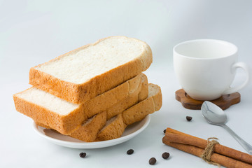 Fototapeta na wymiar Tasty fresh sliced white bread for breakfast.