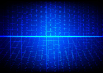 Vector technology  binary code with grid on blue  background
