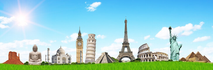 Travel the world monuments concept