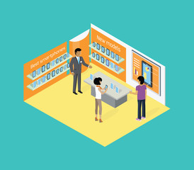 Isometric Store Tablets Design Flat