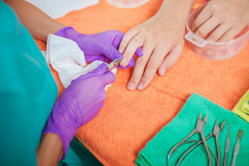 male manicure in a beauty salon