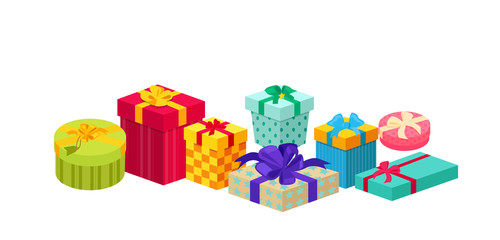 Set of Gifts Boxes Design Flat