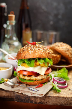 Healthy chicken hamburger