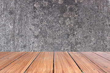 Top of wood table on old concrete wall background. you can be used for display your products