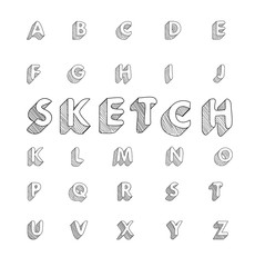 hand drawing vector doodle sketch font design