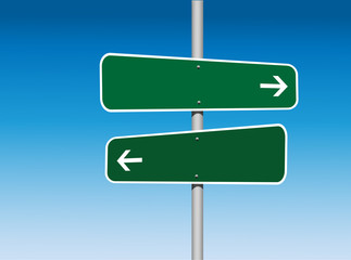 Blank Two Way Directional Signpost (Vector)