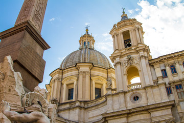 Fototapeta na wymiar Dome and Facade of Sant Agnese in Agone, Rome