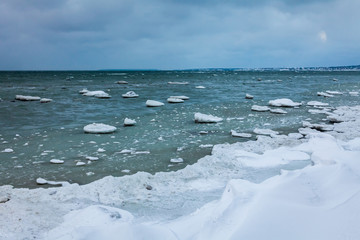 Winter Baltic sea coast at Tallinn, Estonia.