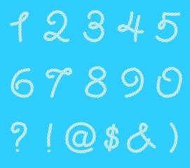 Set of rope font symbols and numbers