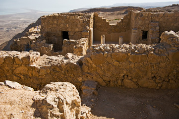 Ruins of ancient fortress Masada, Israel. Dead Sea is at backgro - 101972979