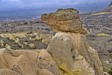 Amazing geological features near town Urgup, Cappadocia, Turkey.