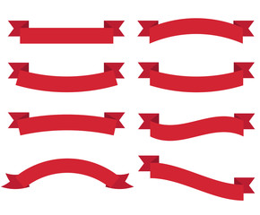 Set of flat red ribbons. Vector