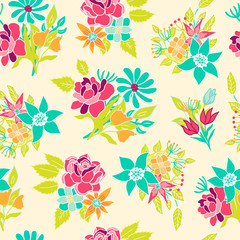 Fototapeta na wymiar Seamless floral pattern vector background