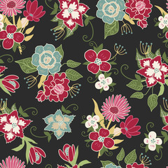 Seamless floral pattern vector background