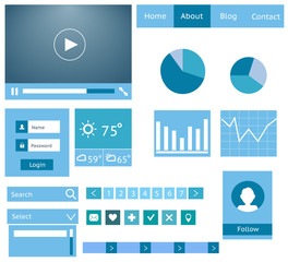 Flat elements design, ui set vector