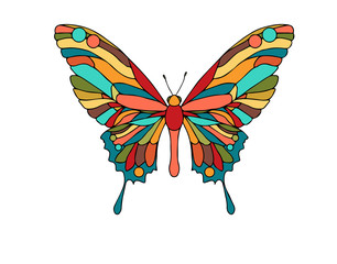 Hand drawn ornamental butterfly vector outline illustration