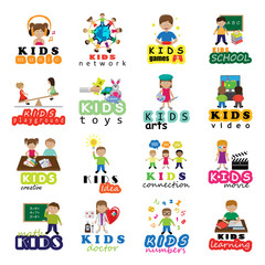 Children Icons Set - Vector Illustration, Graphic Design. Collection Of Color Icons, For Web, Websites, Print, Presentation Templates, Mobile Applications And Promotional Materials