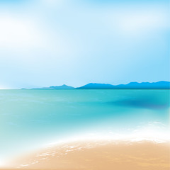 Tropical beach and sea background. Vector illustration