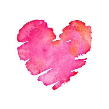 Valentines day watercolor heart background for holiday card.
