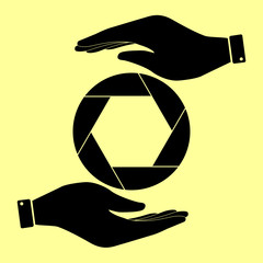 Save or protect symbol by hands.