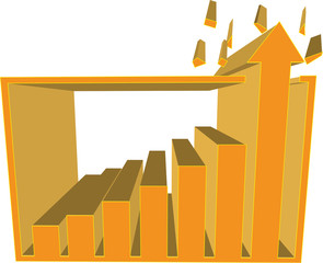 An illustration of record breaker or chart buster showing an arrow punching its way out of the chart's frame. Image isolated on white background.