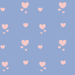 blue serenity and pink rose quartz colors romantic seamless vector pattern background illustration with hearts