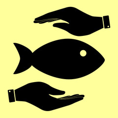 Save or protect symbol by hands.