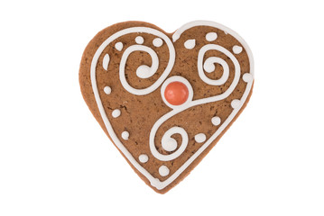 Christmas gingerbread heart isolated on a white background