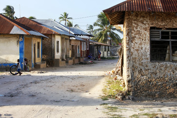 Boy playing In Front Of Their Houses