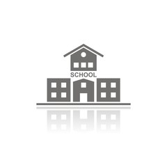 School icon on white background with reflection