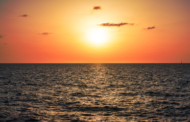Fototapeta na wymiar Sunset over Mediterranean Sea in Tel Aviv, Israel