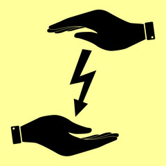 Obraz premium Save or protect symbol by hands.