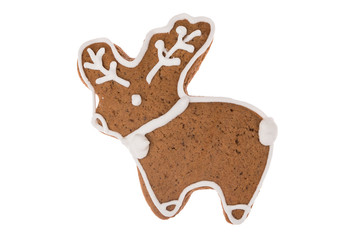 Christmas gingerbread deer isolated on a white background