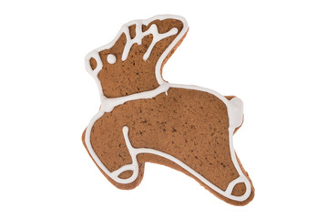 Christmas gingerbread reindeer isolated on a white background