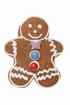 Christmas gingerbread man isolated on a white background
