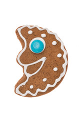 Christmas gingerbread moon isolated on a white background