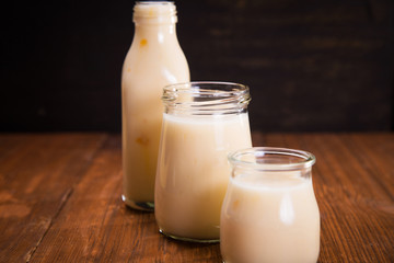 yogurt in glass container