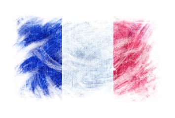 France flag blackboard chalk erased isolated