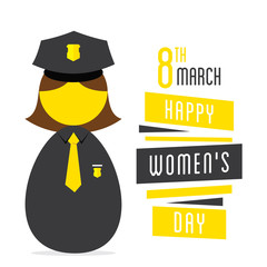 happy womens day,women police profession design
