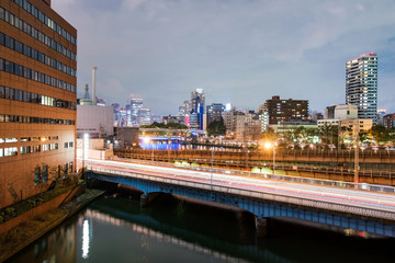 Fototapeta na wymiar Osaka city at night time