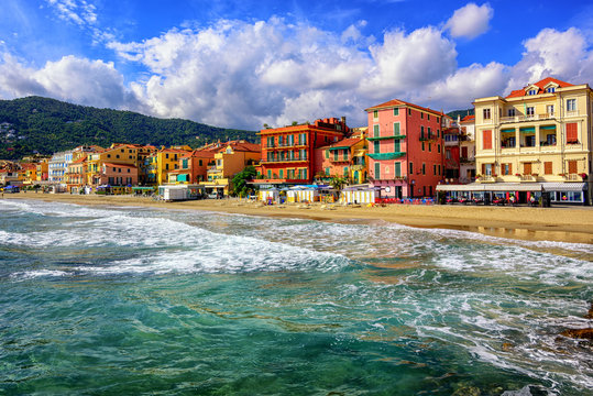 Touristic town Alassio on italian Riviera, Italy