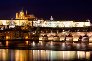 Charles bridge, Moldau river, Lesser town, Prague castle, Prague (UNESCO), Czech republic