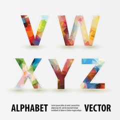 Abstract colored polygonal triangular modern alphabet design bac