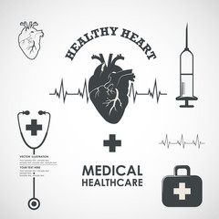 Vector set of heart health medicine label design elements - 101990595