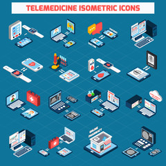 Telemedicine isometric icons set